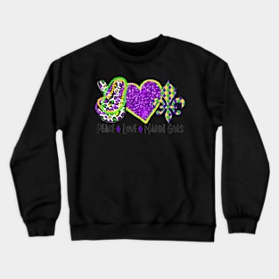 Peace Heart Fleur De Lys Hippie Peace Love Mardi Gras Crewneck Sweatshirt